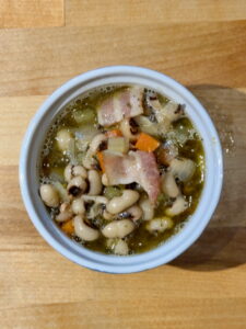 Ramekin filled with cooked southern black eyed peas