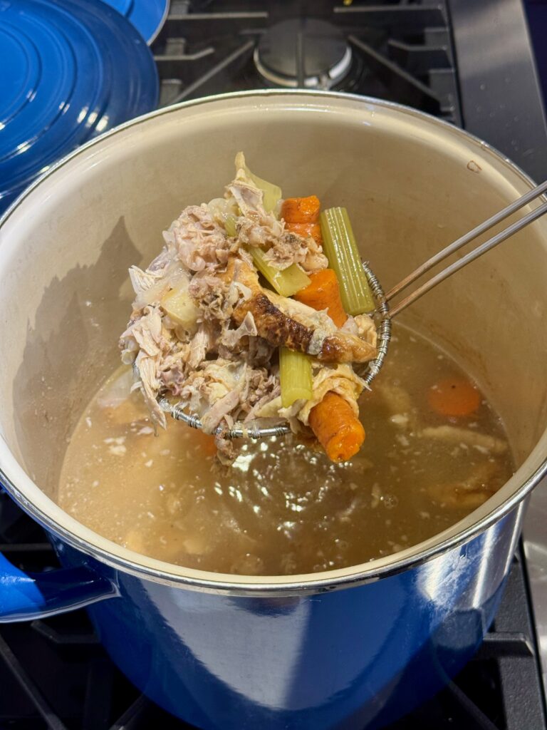 Pot of chicken stock