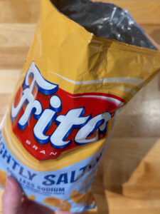 Opened bag of Lightly Salted Fritos