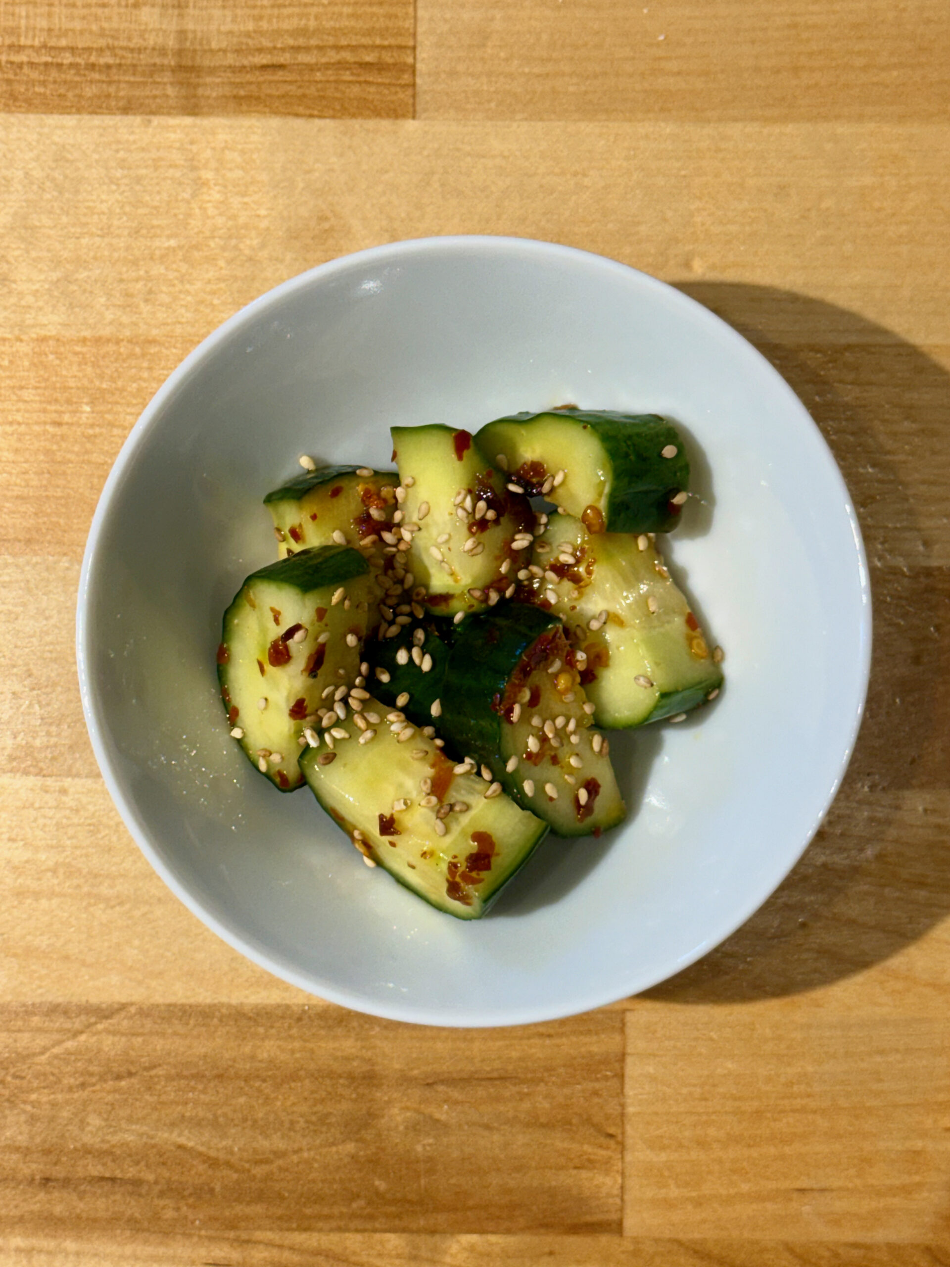 Rice bowl with Spicy Szechuan Pickled Cucumbers