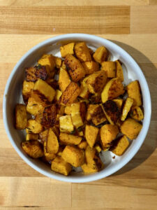 Roasted Butternut Squash in a white bowl